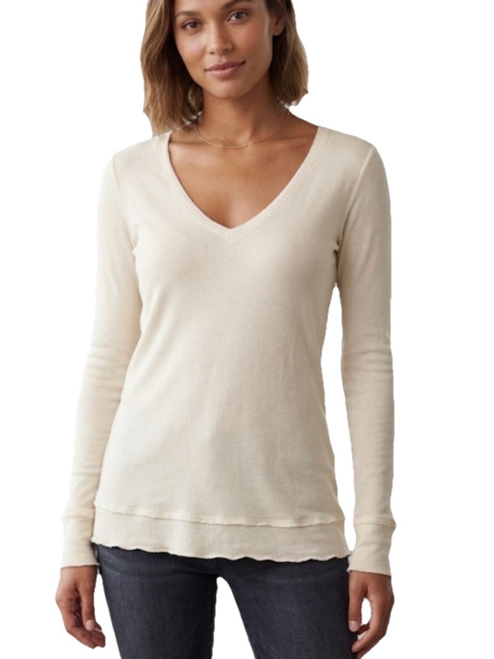 Lauren Moshi Limited Quantity V Neck White Long Sleeve Size XS